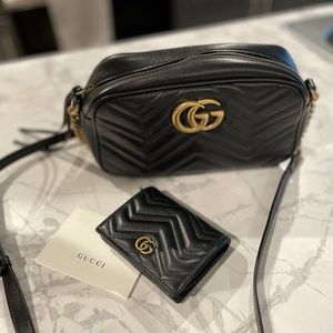 Gucci Marmont Matelasse Small Crossbody Bag Shoulder Handbag, GG Marmont wallet